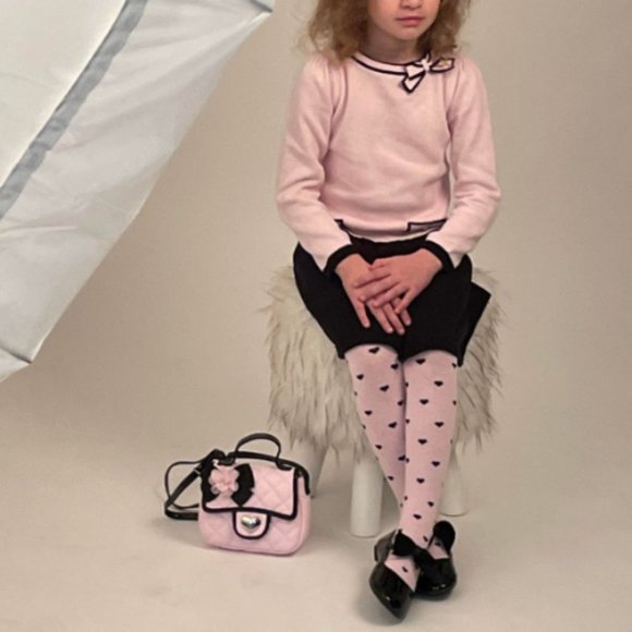 Gymboree Chic Pink & Black Long Sleeve Toddler Sweater Dress with Complimentary - Picture 3 of 9